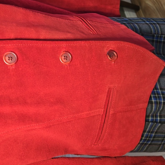 Margaret Godfrey Vintage Suede Blazer Lined Red Suede Leather Size 12 - Picture 3 of 9
